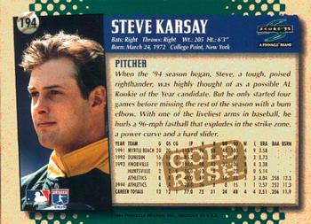 1995 Score - Gold Rush #194 Steve Karsay Back