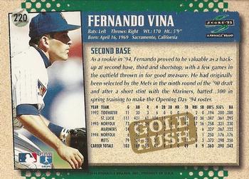 1995 Score - Gold Rush #220 Fernando Vina Back