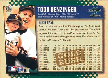 1995 Score - Gold Rush #260 Todd Benzinger Back