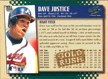 1995 Score - Gold Rush #271 Dave Justice Back