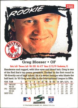 1995 Score - Gold Rush #286 Greg Blosser Back