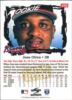 1995 Score - Gold Rush #295 Jose Oliva Back