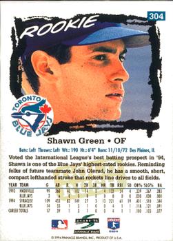 1995 Score - Gold Rush #304 Shawn Green Back
