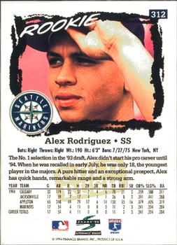1995 Score - Gold Rush #312 Alex Rodriguez Back