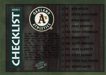 1995 Score - Gold Rush #327 Checklist: Athletics / Pirates Front