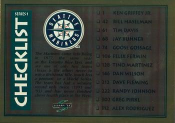 1995 Score - Gold Rush #328 Checklist: Mariners / Padres Front