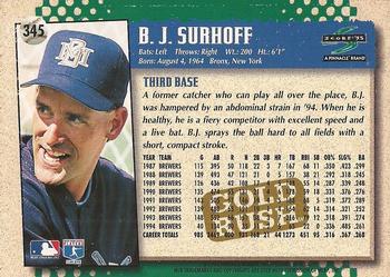 1995 Score - Gold Rush #345 B.J. Surhoff Back