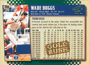 1995 Score - Gold Rush #349 Wade Boggs Back