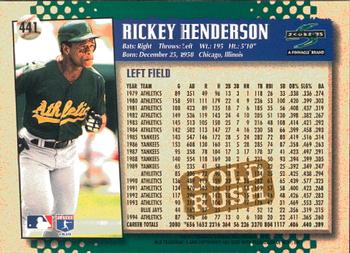 1995 Score - Gold Rush #441 Rickey Henderson Back