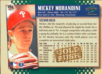1995 Score - Gold Rush #494 Mickey Morandini Back