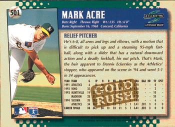 1995 Score - Gold Rush #501 Mark Acre Back