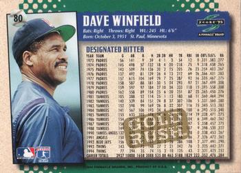 1995 Score - Gold Rush #80 Dave Winfield Back