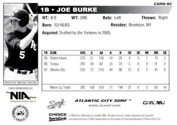 2008 Choice Atlantic City Surf #2 Joe Burke Back