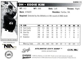 2008 Choice Atlantic City Surf #11 Eddie Kim Back