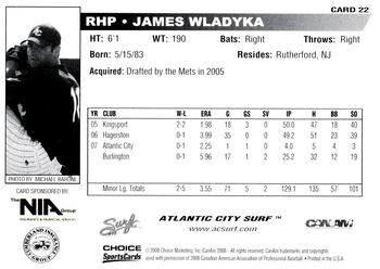 2008 Choice Atlantic City Surf #22 James Wladyka Back