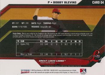 2008 Choice Great Lakes Loons #04 Bobby Blevins Back