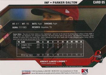 2008 Choice Great Lakes Loons #05 Parker Dalton Back