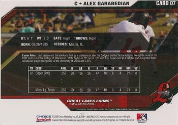 2008 Choice Great Lakes Loons #07 Alex Garabedian Back