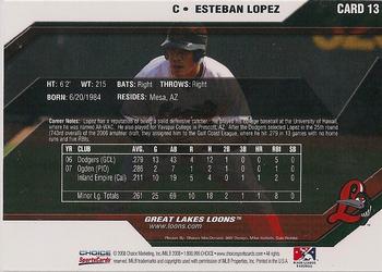 2008 Choice Great Lakes Loons #13 Esteban Lopez Back