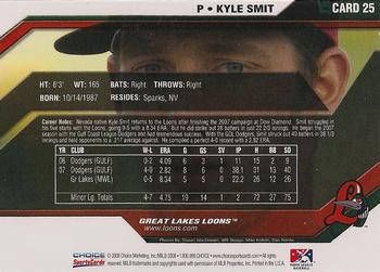 2008 Choice Great Lakes Loons #25 Kyle Smit Back