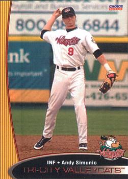 2008 Choice Tri-City ValleyCats #26 Andy Simunic Front