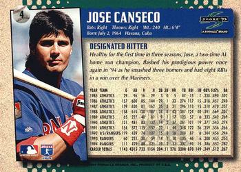 1995 Score - Platinum Team Sets #4 Jose Canseco Back