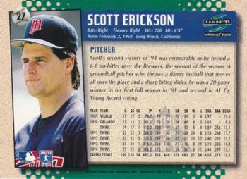 1995 Score - Platinum Team Sets #27 Scott Erickson Back
