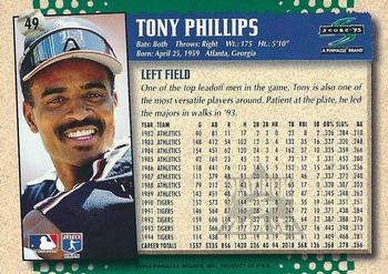 1995 Score - Platinum Team Sets #49 Tony Phillips Back
