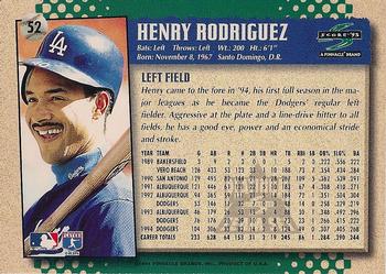 1995 Score - Platinum Team Sets #52 Henry Rodriguez Back