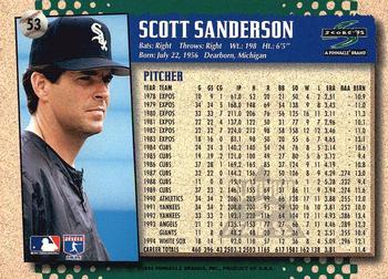 1995 Score - Platinum Team Sets #53 Scott Sanderson Back