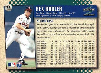 1995 Score - Platinum Team Sets #66 Rex Hudler Back