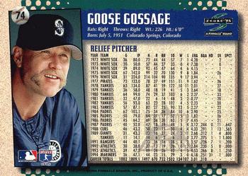1995 Score - Platinum Team Sets #74 Goose Gossage Back