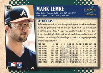 1995 Score - Platinum Team Sets #87 Mark Lemke Back