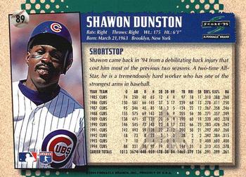 1995 Score - Platinum Team Sets #89 Shawon Dunston Back