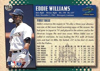 1995 Score - Platinum Team Sets #113 Eddie Williams Back