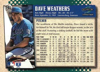1995 Score - Platinum Team Sets #141 Dave Weathers Back