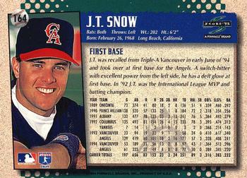 1995 Score - Platinum Team Sets #164 J.T. Snow Back