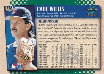 1995 Score - Platinum Team Sets #178 Carl Willis Back