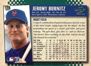 1995 Score - Platinum Team Sets #179 Jeromy Burnitz Back
