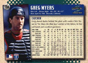 1995 Score - Platinum Team Sets #184 Greg Myers Back