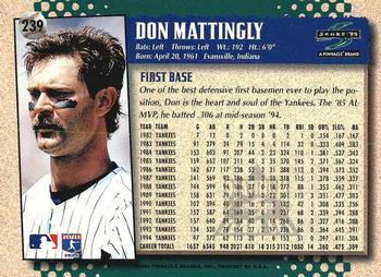 1995 Score - Platinum Team Sets #239 Don Mattingly Back