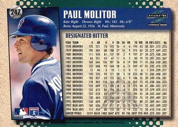 1995 Score - Platinum Team Sets #247 Paul Molitor Back