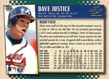 1995 Score - Platinum Team Sets #271 Dave Justice Back