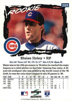 1995 Score - Platinum Team Sets #289 Blaise Ilsley Back
