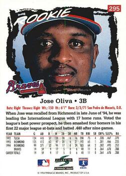 1995 Score - Platinum Team Sets #295 Jose Oliva Back