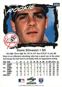 1995 Score - Platinum Team Sets #298 Dave Silvestri Back