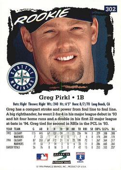 1995 Score - Platinum Team Sets #302 Greg Pirkl Back