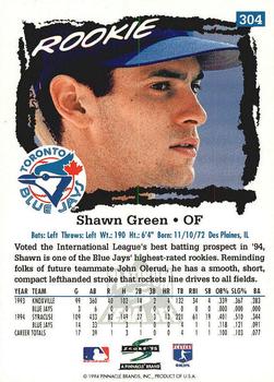 1995 Score - Platinum Team Sets #304 Shawn Green Back