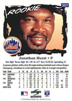 1995 Score - Platinum Team Sets #307 Jonathan Hurst Back