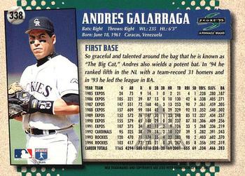 1995 Score - Platinum Team Sets #338 Andres Galarraga Back